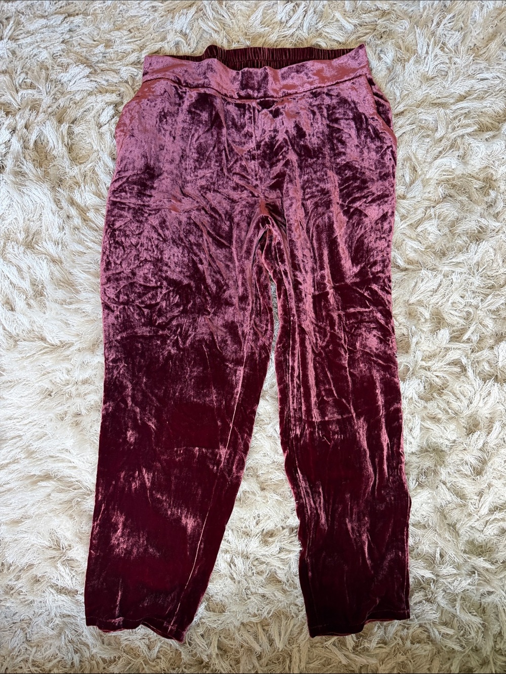 Eileen Fisher Velvet Trousers in Deep Wine
